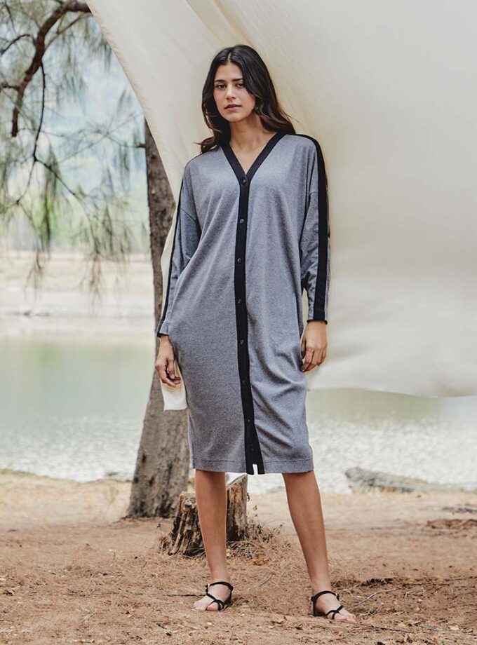AW24 Stripe Jersey Cardigan Dress DS-9240703