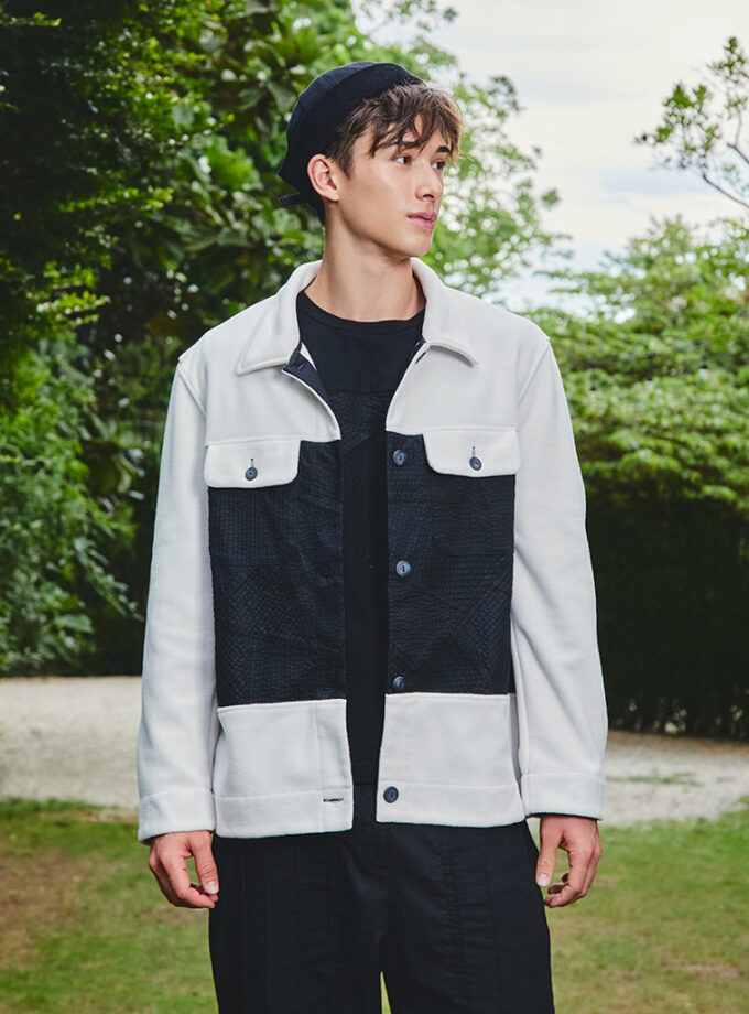 AW25 Contrast Grid Fleece Jacket JK-9250707
