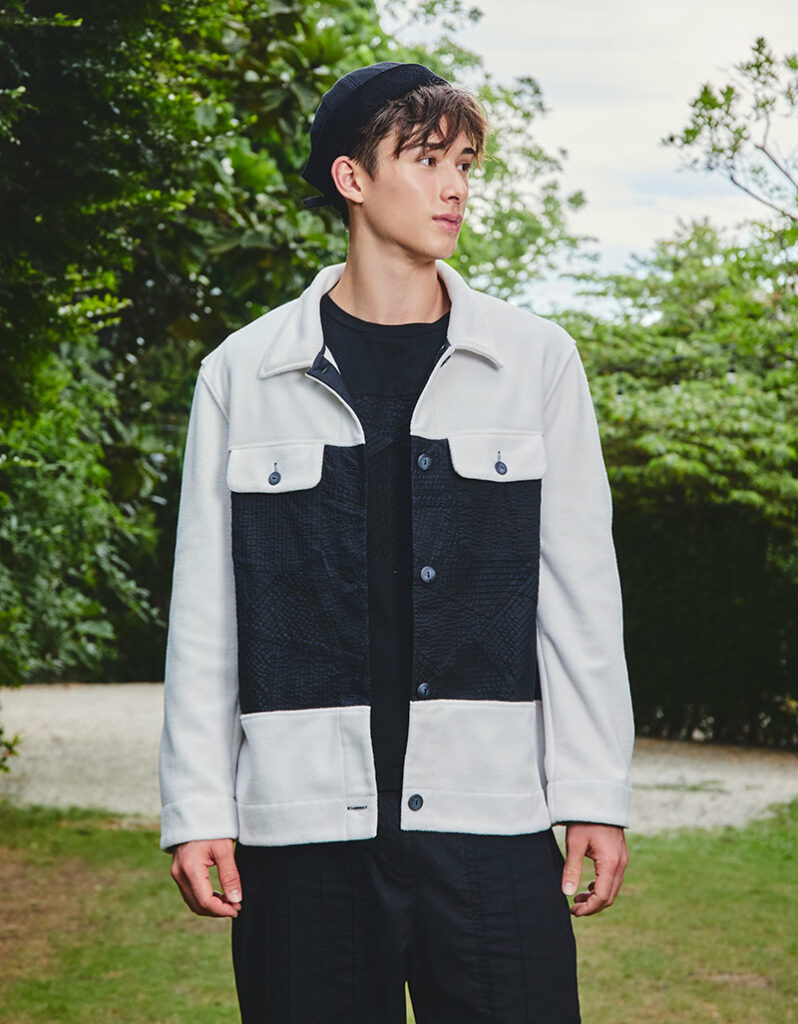 AW25 Contrast Grid Fleece Jacket JK-9250707