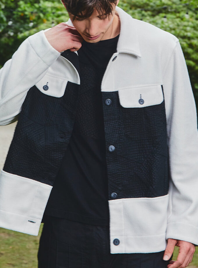 AW25 Contrast Grid Fleece Jacket JK-9250707