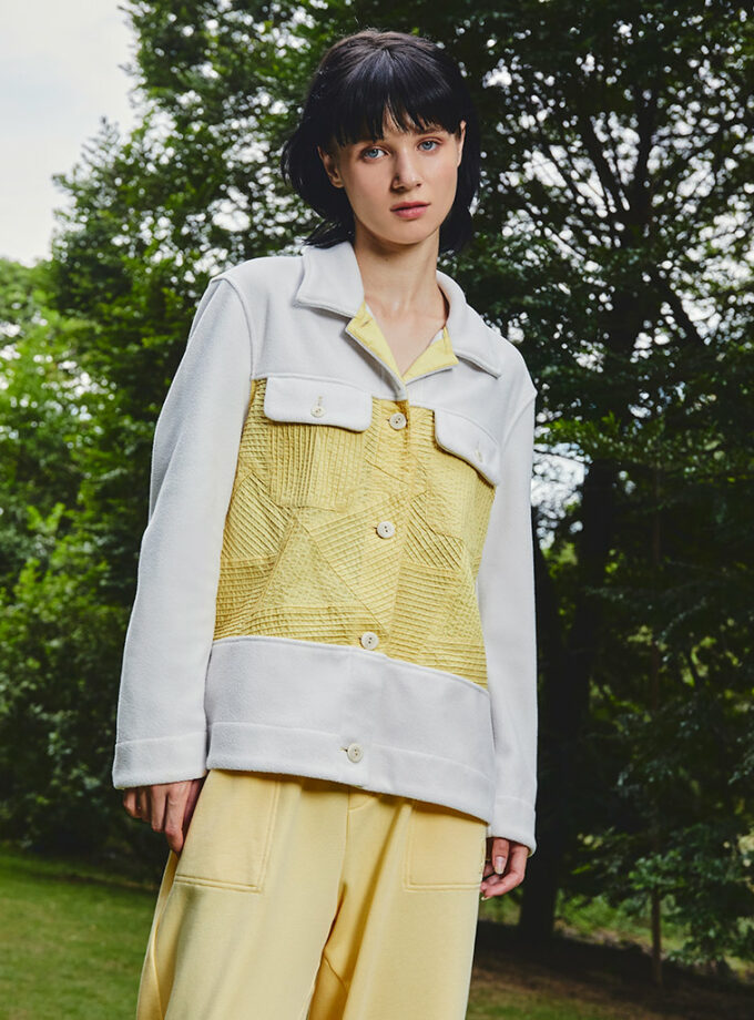 AW25 Contrast Grid Fleece Jacket JK-9250707