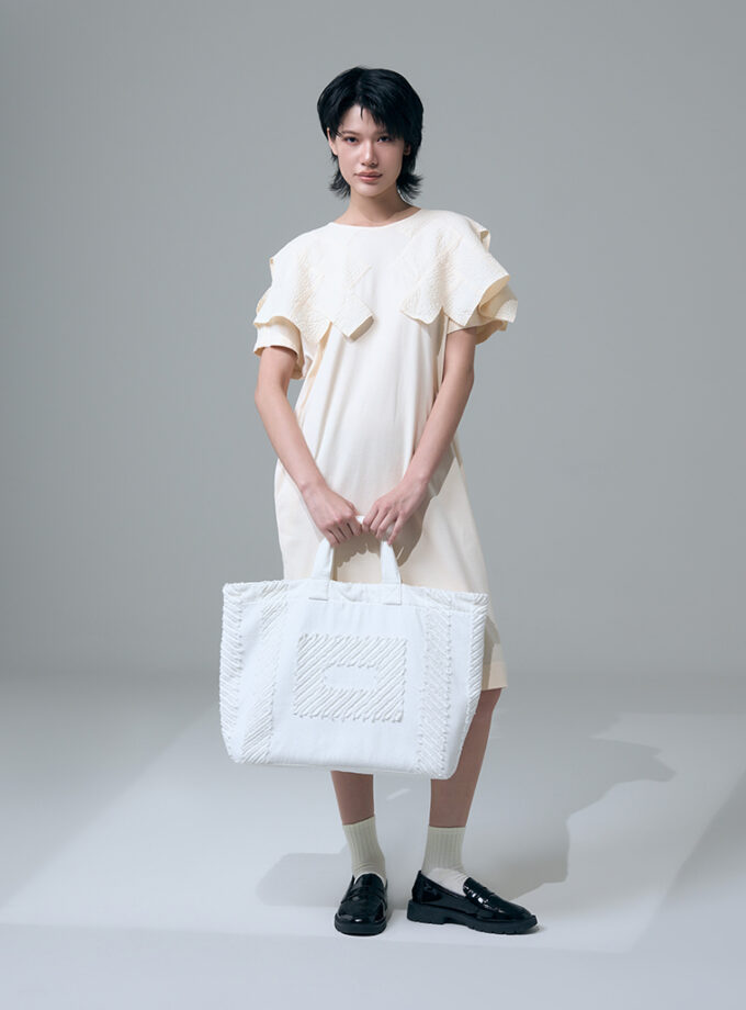 SS26 Slashed Tote Recycled Denim Bag BA-9260107