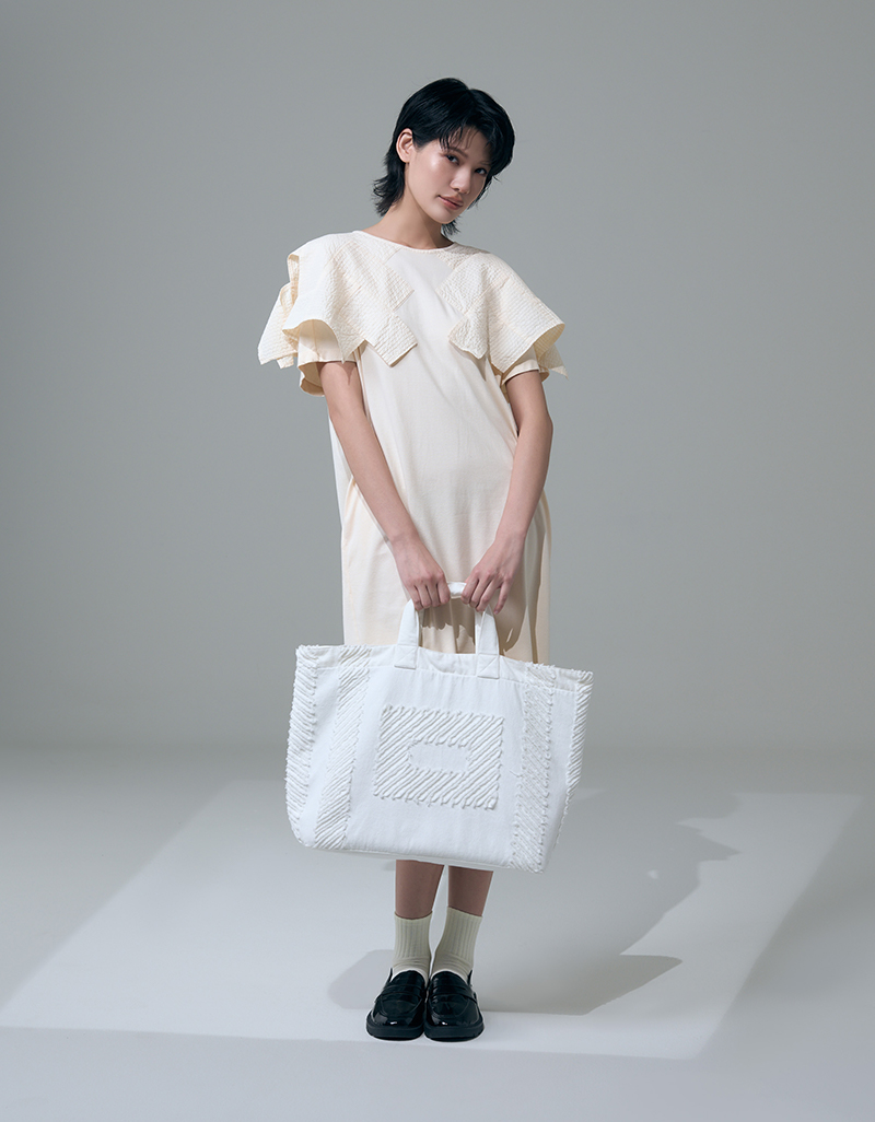 SS26 Slashed Tote Recycled Denim Bag BA-9260107 - Image 4