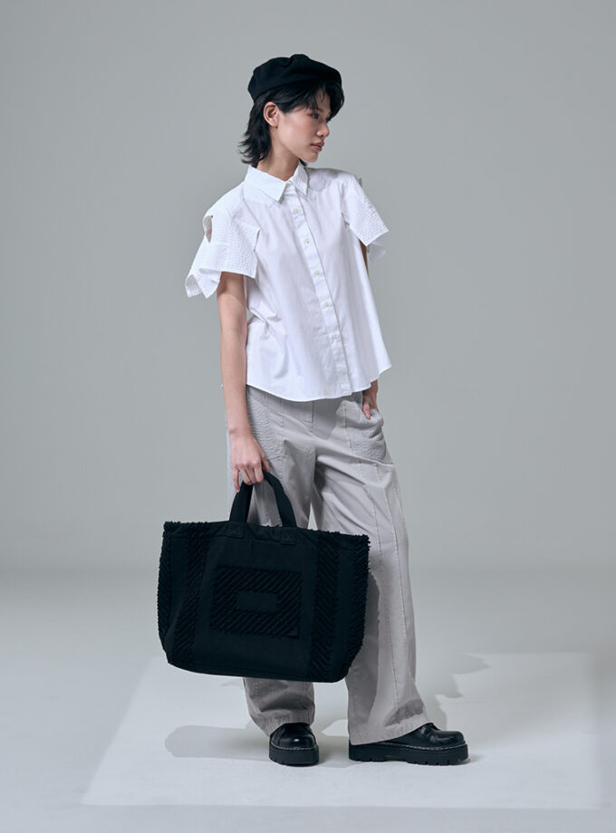 SS26 Slashed Tote Recycled Denim Bag BA-9260107