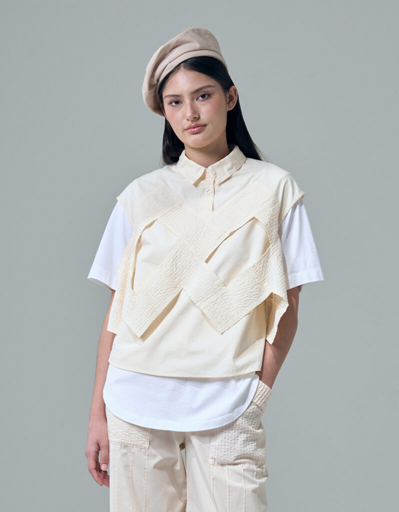 SS26 SAIFU Structured Layer Polo Shirt Blouse BL-9260102
