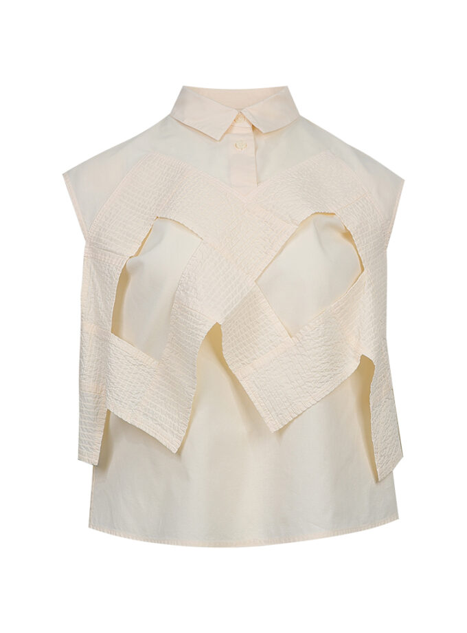 SS26 SAIFU Structured Layer Polo Shirt Blouse BL-9260102