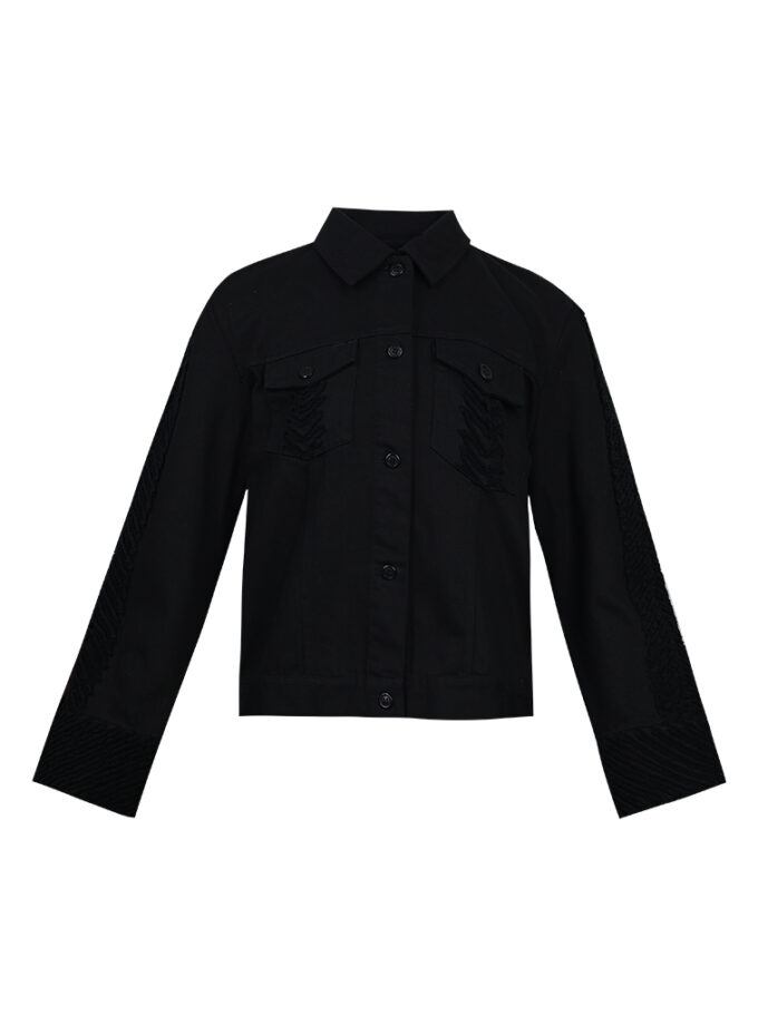 SS26 Recycled Cotton Twill Slashed Recycled Denim Jacket JK-9260104