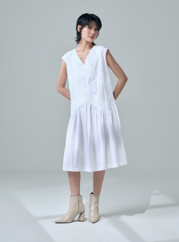 SS26 Modular Pintuck Sleeveless Dress DS-9260501