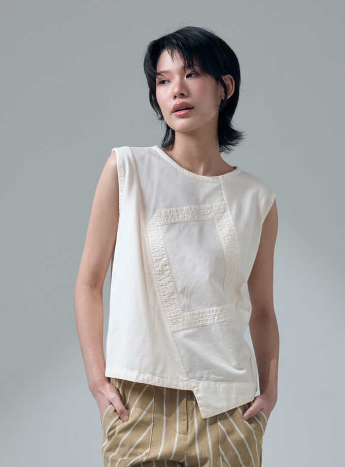 SS26 Angled Frame Sleeveless Tee Blouse BL-9260302