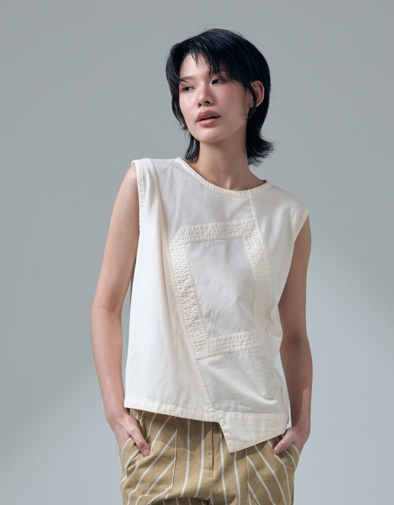 SS26 Angled Frame Sleeveless Tee Blouse BL-9260302