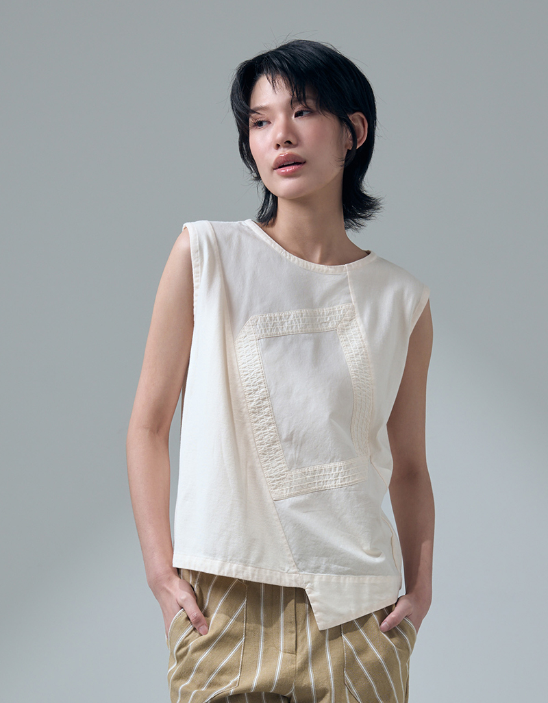 SS26 Angled Frame Sleeveless Tee Blouse BL-9260302