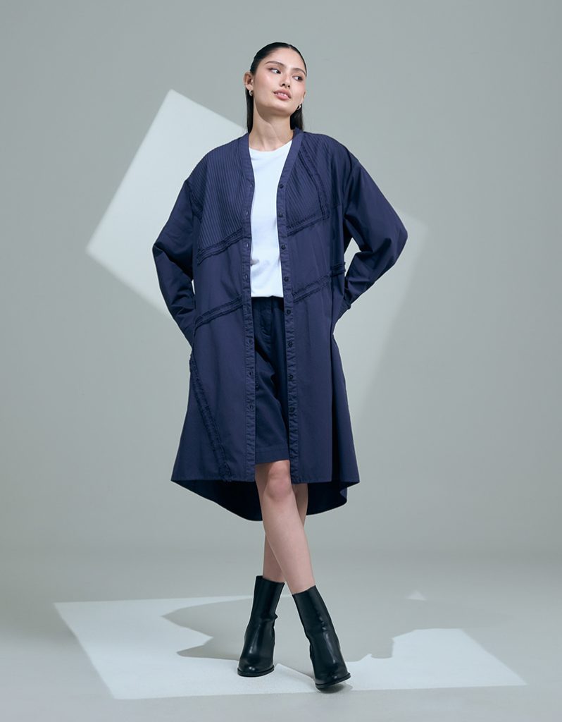 SS26 Diagonal Panel Long Overshirt DS-9260406